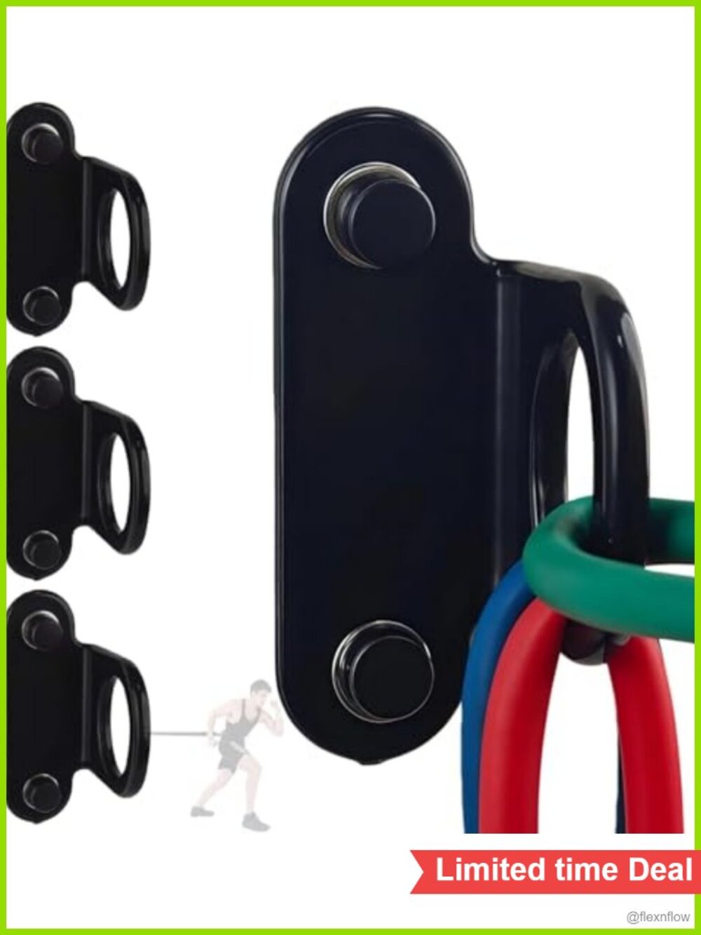 Resistance Band Wall Anchor Set 3PCS Steel Wall Mount Hooks Home Gym